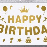 Sticker Happy Birthday, Auriu