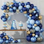 Arcadă de Baloane Latex, Nuanțe de Albastru și Auriu-138 Bucati