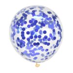 Set 10 Baloane din latex cu confetti albastru , 30 cm