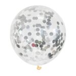 Set 10 Baloane din latex cu confetti argintii , 30 cm