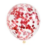 Set 10 Baloane din latex cu confetti rosii, 30 cm