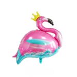 Balon Folie 95cm x 90cm, Formă de Flamingo Roz cu Albastru