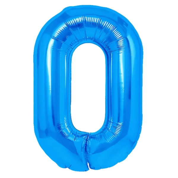 Balon Folie Cifra 0 80cm, Albastru Metalic