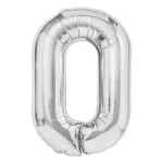 Balon Folie Cifra 0 80cm, Argintiu