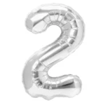 Balon Folie Cifra 2 80cm, Argintiu