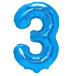 Balon Folie Cifra 3 80cm, Albastru Metalic