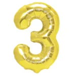 Balon Folie Cifra 3 40cm, Auriu
