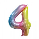 Balon Folie Cifra 4 80cm, Multicolor