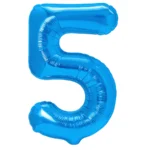 Balon Folie Cifra 5 80cm, Albastru Metalic