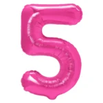 Balon Folie Cifra 5 100cm, Fuchsia