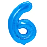 Balon Folie Cifra 6 80cm, Albastru Metalic