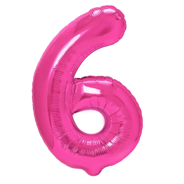 Balon Folie Cifra 6 100cm, Fuchsia