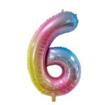 Balon Folie Cifra 6 80cm, Multicolor