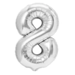 Balon Folie Cifra 8 40cm, Argintiu