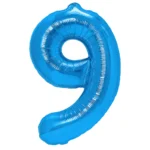 Balon Folie Cifra 9 80cm, Albastru Metalic