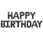 Balon Folie Happy Birthday Negru, 40cm