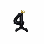 Balon Folie In Picioare Cifra 4 Cu Coroana 85cm, Negru