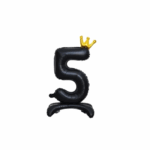 Balon Folie In Picioare Cifra 5 Cu Coroana 85cm, Negru