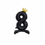 Balon Folie In Picioare Cifra 8 Cu Coroana 85cm, Negru