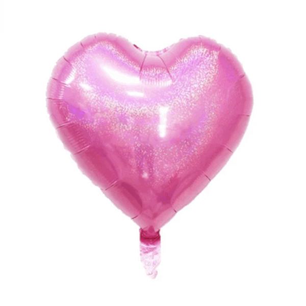 Balon Folie Inima 45cm , Roz Holografic