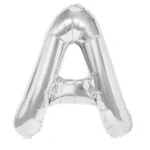Balon Folie Litera A 100cm, Argintiu
