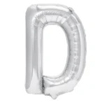 Balon Folie Litera D 100cm, Argintiu