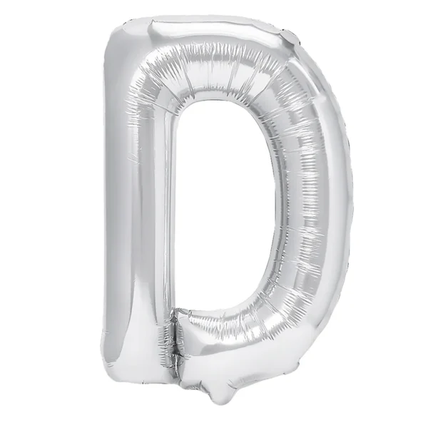 Balon Folie Litera D 40cm, Argintiu