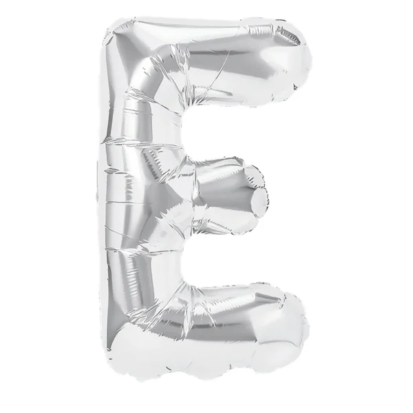 Balon Folie Litera E 100cm, Argintiu