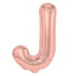 Balon Folie Litera J 40cm, Roz Auriu