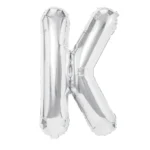 Balon Folie Litera K 40cm, Argintiu