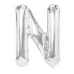 Balon Folie Litera N 100cm, Argintiu