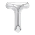 Balon Folie Litera T 100cm, Argintiu