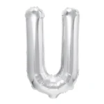 Balon Folie Litera U 40cm, Argintiu