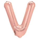 Balon Folie Litera V 40cm, Roz Auriu
