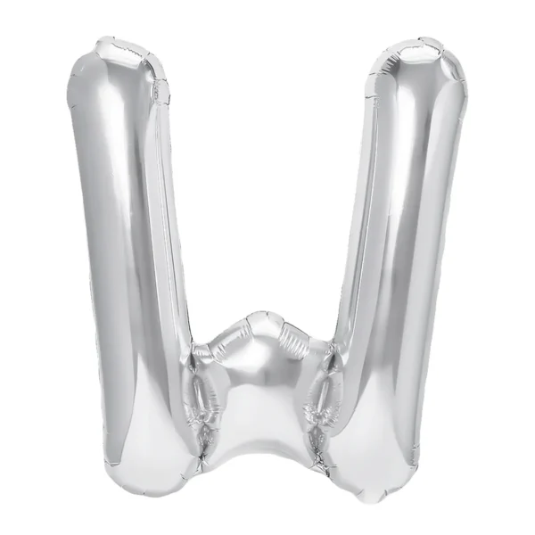 Balon Folie Litera W 100cm, Argintiu
