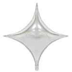 Balon Folie Stea Cu Patru Colturi 65cm, Argintie