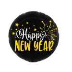 Balon Folie Happy New Year, Negru 45 cm