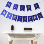 Banner Aniversar Holografic Albastru "Happy Birthday"
