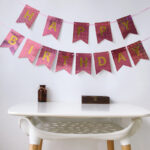 Banner Aniversar Holografic Roz "Happy Birthday"