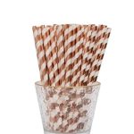 Paie De Hârtie Alb Cu Dungi Roz Auriu, Set De 25 Bucăți