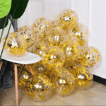 Set 10 Baloane din latex cu confetti aurii , 30 cm - imagine 3