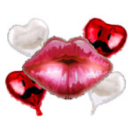 Set de 5 Baloane Folie "Kiss" și Inimioare