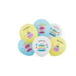 Baloane Latex Happy Birthday cu Tort,30cm-Set 6 Baloane