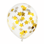 Set 10 Baloane din latex cu confetti stele aurii , 30 cm