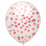 Set 10 Baloane din latex cu confetti inimioare rosii , 30 cm