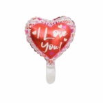 Balon din Folie forma de Inima Rosie “Love You” 25 cm + Betisor