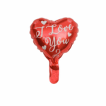 Balon din Folie forma de Inima Rosie “I Love You” 25 cm + Betisor