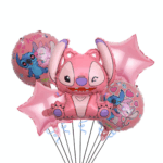 Set 5 Baloane Folie Stitch Lillo roz