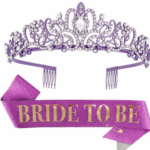 Set 2 piese Coronita si Banderola „Bride to be„ mov