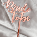 Topper tort „Bride to be„ roz auriu ,11,7cm